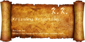 Krizsány Krisztián névjegykártya
